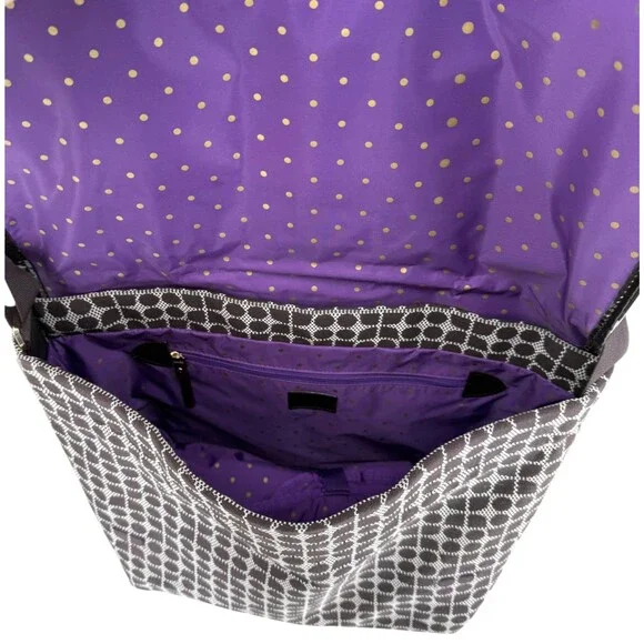 Kate Spade Classic Noel Dot Diaper Bag Large Brown Purple Y2K Stripe Messenger - Picture 6 of 12